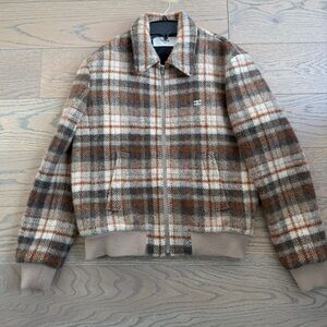 NWT Celine Logo Embroidered Check Wool Bomber Jacket
